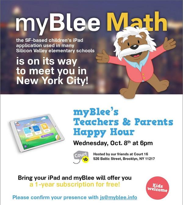 Come check out myBlee Math, the #iPad #app for elementary school students, October 8th in New York City! #edtech