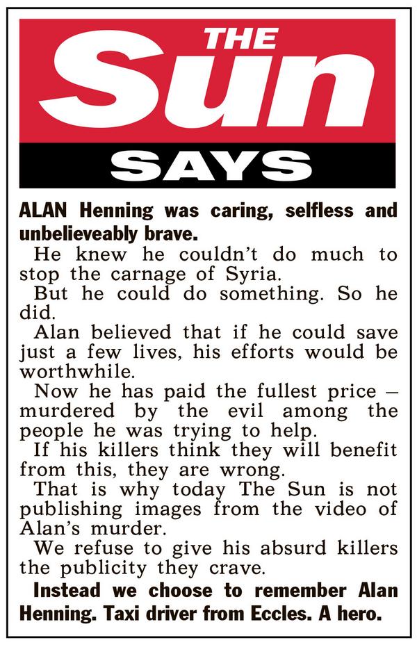 TheSun's tweet photo. Why The Sun will not use images from the IS video of Alan Henning http://t.co/oqoe4nlaZH