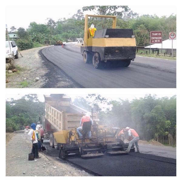 MIT_Ecuador's tweet photo. Asfaltado de accesos al puente sobre el río #Sandima #SantoDomingo trabajando 24/7 @pcarvajal78 http://t.co/eLNAPTudke
