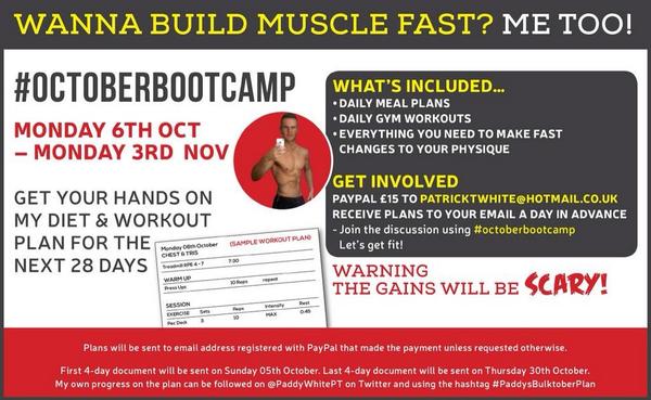 PaddyWhitePT's tweet image. Up early getting my final bits and pieces sorted for you guys to start #octoberbootcamp ! Have you signed up?