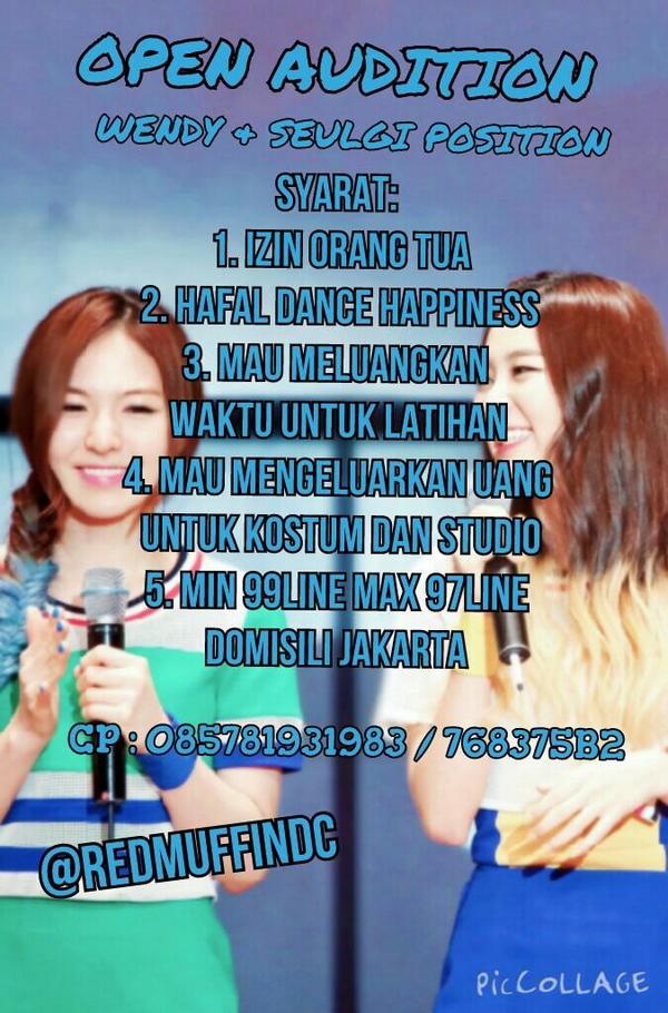 @GirlsDean_DF <a href="/RedVelours_DC/">VAKUM</a> [Help RT] Open Audition for Wendy &amp; Seulgi position.  More info check pict