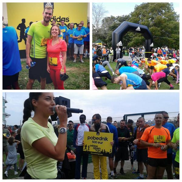 Jasminak7's tweet photo. #BoostBelgrade :) RT @JovanaVu: Uspešno završen #adidasopenrun @VladaVlado me pobedio :) http://t.co/f83lBqH39J
