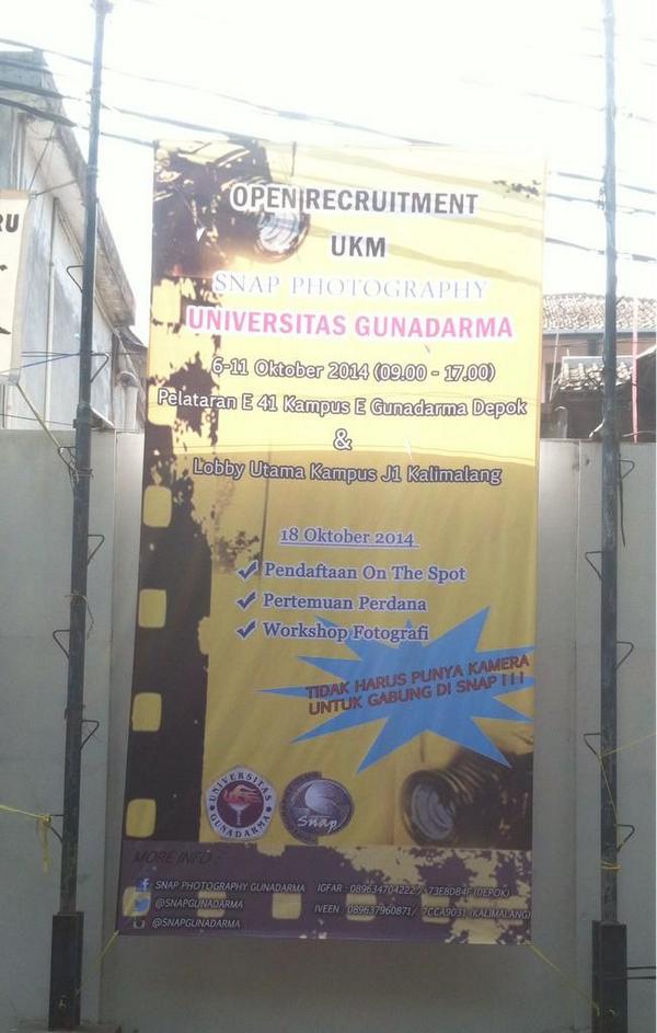 snapgunadarma's tweet photo. DIBUKA PEREKRUTAN ANGGOTA BARU 2014 dr tgl 6-11Okt (9am-5pm) di E41 &amp; J1 @bemfpsikologiUG *Min tlg bntu RT ya Makasih http://t.co/mBpK8KVJOv