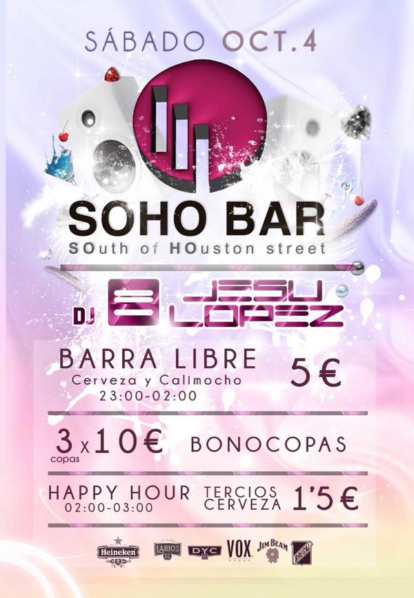 SoHo_BaR_'s tweet photo. Esta noche la vamos a liar en @SoHo_BaR_ @_JesuLopez @magarinho_10 y @Chipi_SohoBar http://t.co/QnHl1d2pgR