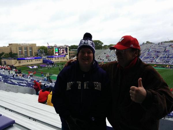 ensignredshu's tweet image. One hour to kickoff at the NU/Wisconsin game. Go cats! #B1GCats
