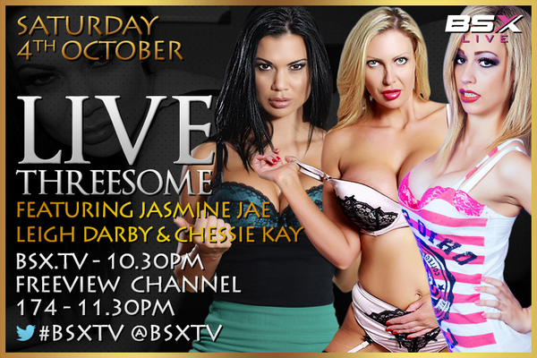 Enjoy a hot #Threesome starring @_jasmine_jae @leigh_darby @Chessie_Kay on #BSXTV
frm 11:30PM
#FREEVIEW CH 174 http://t.co/SMdeX1WJkU