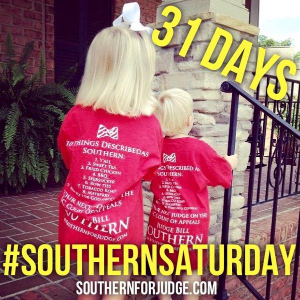 JudgeSouthern's tweet image. It's #SouthernSaturday and only 31 days away from the election. RT to help spread the Southern name! #NCJudges14
