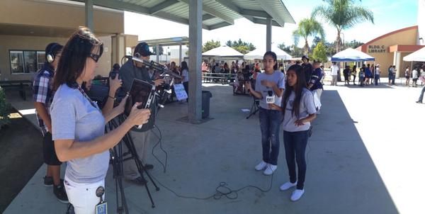 JJayala_Sr's tweet photo. Ranch Minerva News documenting students receive their iPad #ifestival @DigitalPromise @RanchoMinerva http://t.co/PWtEHK90y9