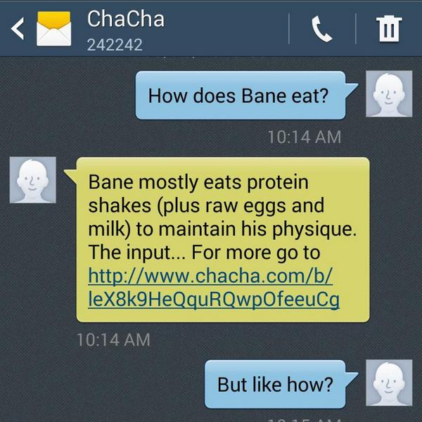 JustTextChaCha's tweet photo. Just came across an old ChaCha conversation. I miss texting ChaCha so much. :( http://t.co/IXPT7EXO92