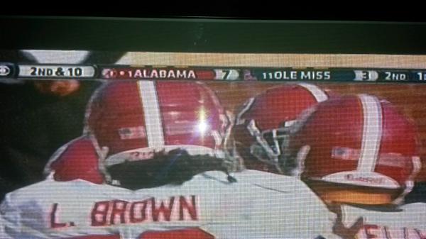 JenRN582's tweet image. Watching the #AlabamaRollTide vs. #OleMiss on @SEC@CBS and notice a HUGE typo. When did that #1get there?! #TheyWish