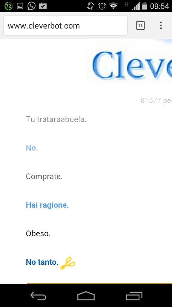 nicolagarde's tweet photo. Lo que me morí de risa con #cleverbot http://t.co/VcZeejDWhM