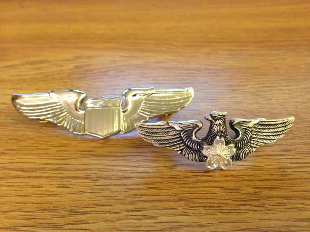夷月 ようやくウィングマークをゲットしました 右が航空自衛隊の 左がアメリカ空軍の物です アメリカのウィングの裏には名前が入ってますw Http T Co Z5bhslpbmb Twitter