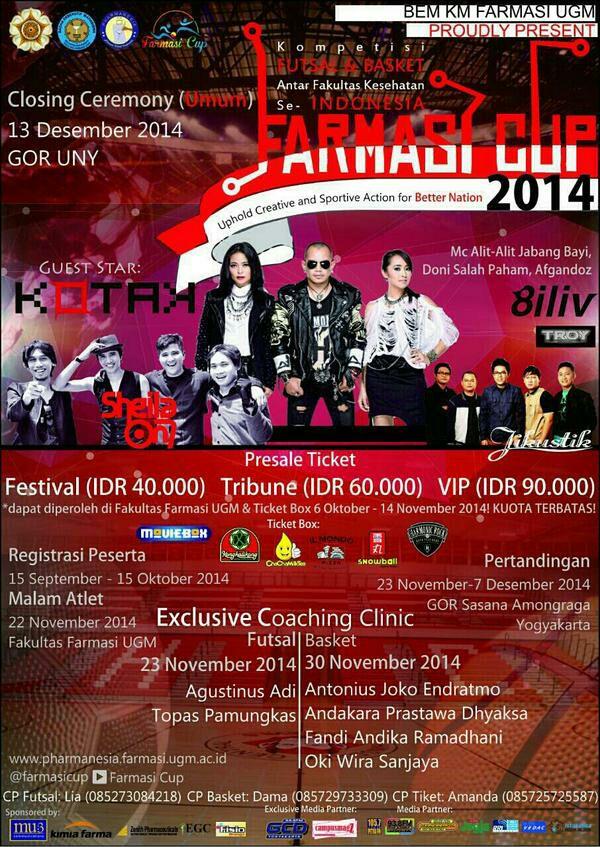 starjogja's tweet image. #Jogja 13/12/2014 di @GOR_UNY "Farmasi Cup" @kotakband_ @sheilaon7 @Jikustik @Troy_Indonesia @8ILIV via @farmasicup