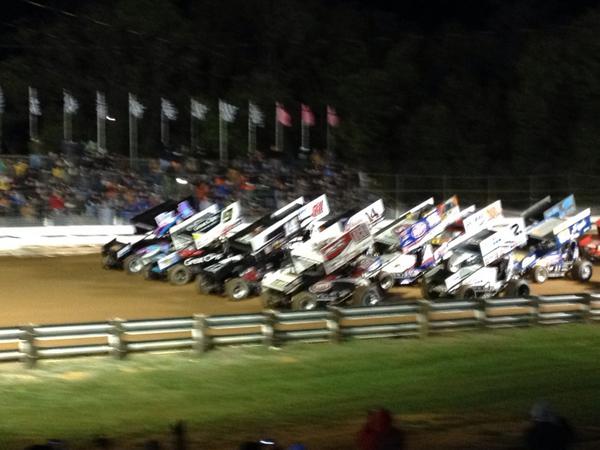 WorldofOutlaws's tweet photo. .@WilliamsGrove you wanted the best!? You've got them 4 abreast!! #WoOSTP #NationalOpen52 http://t.co/62zr23BPp2