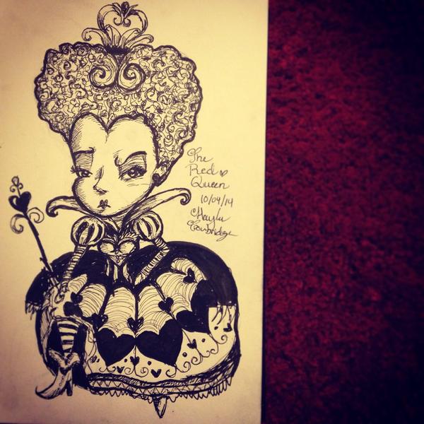 Seawhisped's tweet photo. Day 4: The Red Queen #offwithyourhead #31DaysofVillains #Inktober #redqueen #queenofhearts #AliceInWonderland http://t.co/y5thG5LRGG