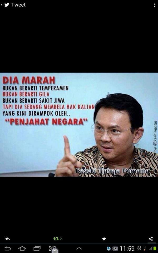 harrier_mz's tweet photo. @Rauff_Abd @rotibulhuda Tidak ada demo FPI, kalau tidak ada kelakuan ahok yang biadab, tipu2, mengadu-domba rakyat. http://t.co/LCgSqZ03um