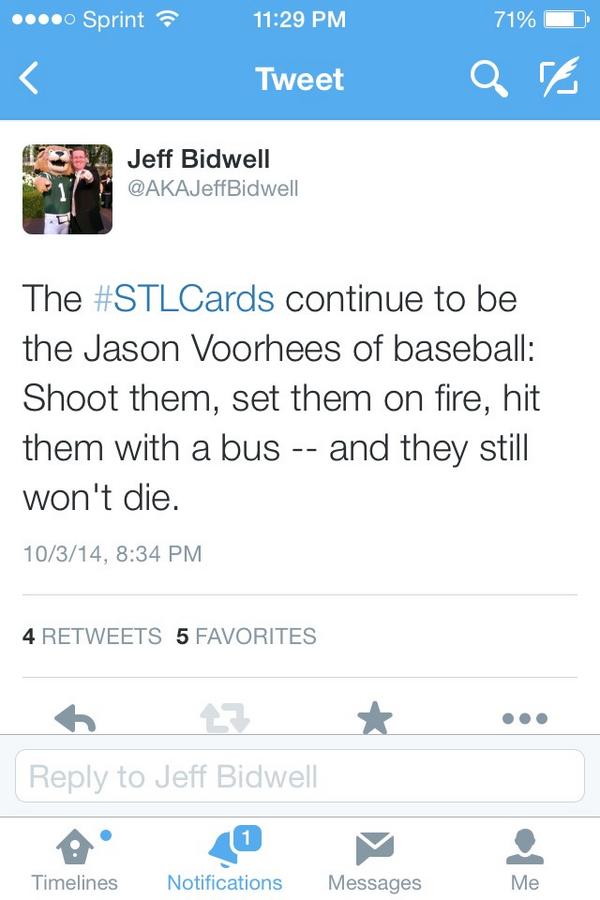 AKAJeffBidwell's tweet photo. I've seen this movie before. #STLCards http://t.co/4qA38TiE4X