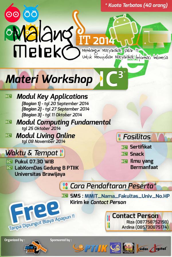 Ayo tmen2 segera dftar untk prtmuan ke 3 <a href="/mmit_2014/">Malang Melek IT 2014</a> tgl 11 okto 2014. kouta terbtas <a href="/HMTI_FTUB/">HMTI FTUB</a> <a href="/MesinUB/">Teknik Mesin UB</a> @WRE_UB