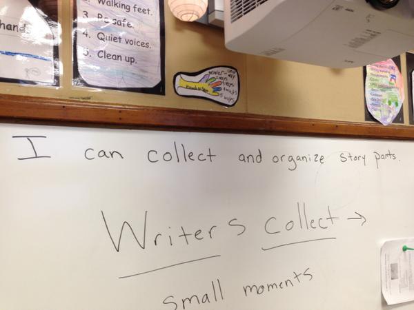 MsPalmersClass's tweet image. Our last Writing Workshop lesson, writers collect small moments, story parts #writingworkshop #elementarywriting