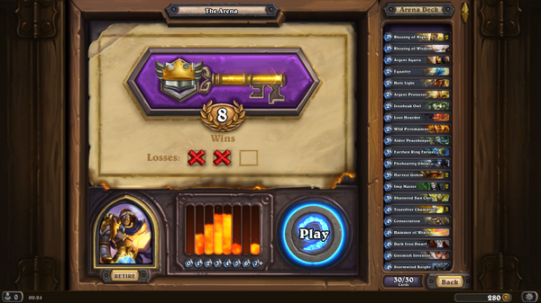 _kittycupcakes's tweet photo. my first attempt at arena. :) 8 wins! #hearthstone #arena #paladin http://t.co/miGpPTbENW