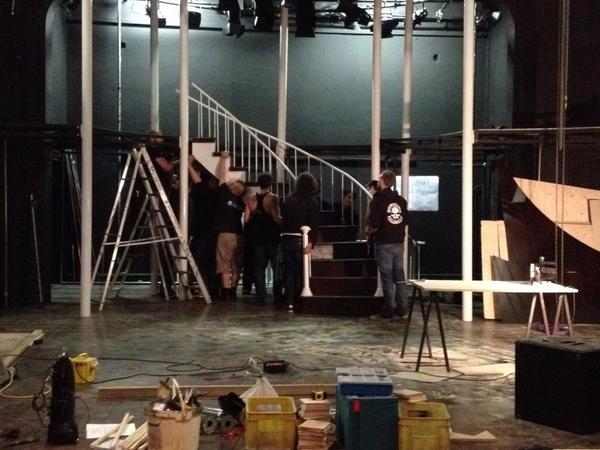#thehousethatwillnotstand #tricycle theatre stairs going in on fit up. Tec tomorrow !