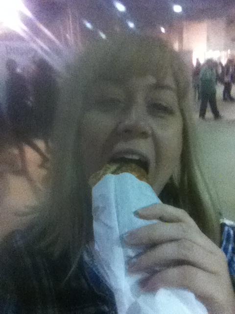 FatTreeTravel's tweet image. @Pig_In_Middle  eating an off the chain marmite &amp;amp; cheddar sausage roll whilst mooching @CakeandBakeShow Incredible.