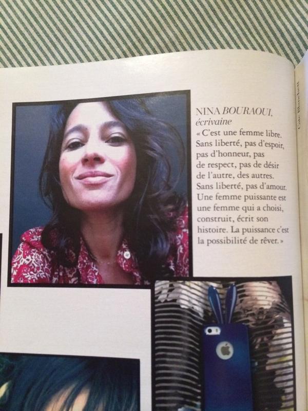 Mais il y a aussi @NinaBouraoui dans Marie-Claire !