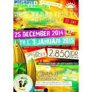 Hallo,Promo tahun baru trip to jogja, bali, lombok. More info. 082113307499. Pin 73Deebo1 gustavo. Kuat kita bersama