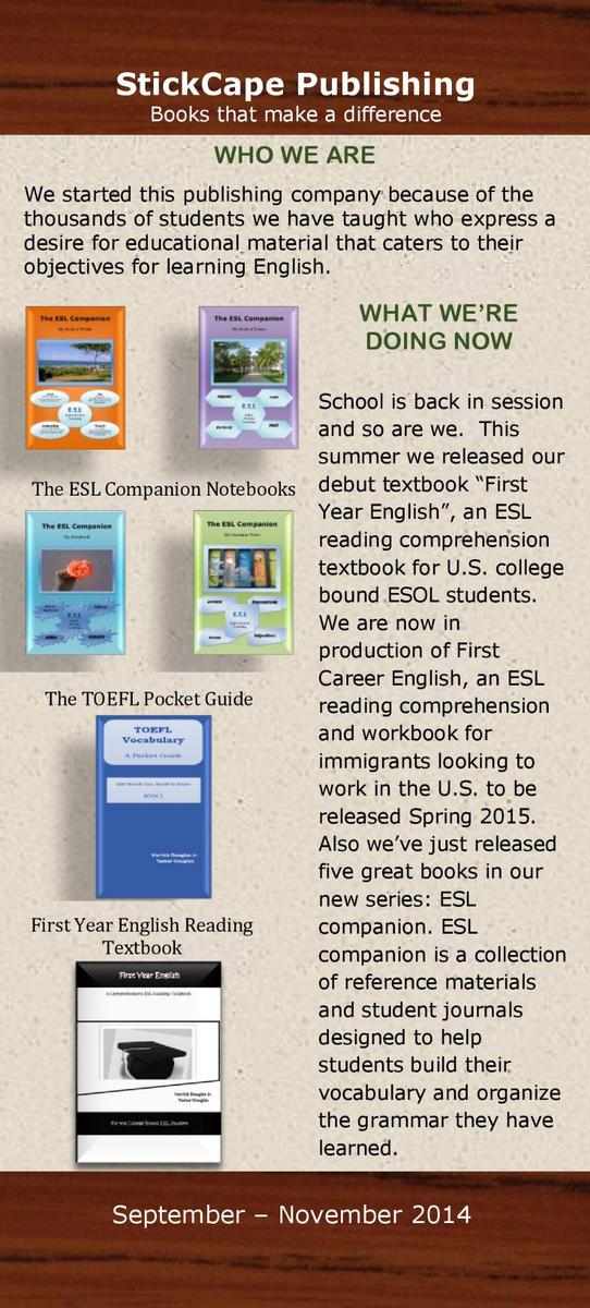 StickCape's tweet photo. @SchoolsFootball 
Check out our comprehensive  ESL educational materials at: http://t.co/gK8R01WtS7 http://t.co/WQYiCmDwkr