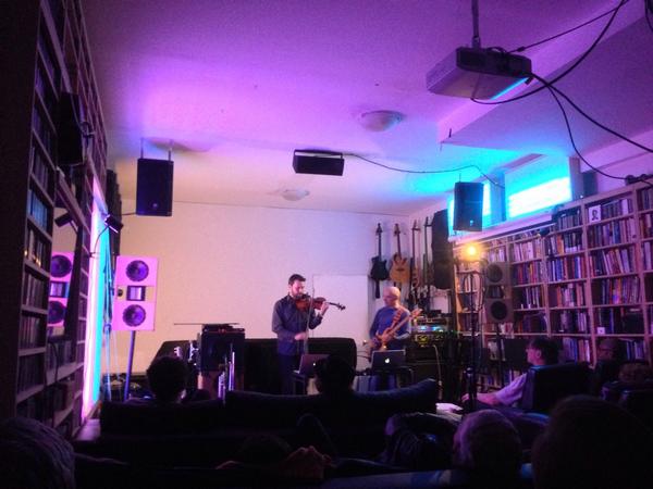 MarcUrselli's tweet photo. Checking out visionary instrument builder #KenButler with violinist #CorneliusDufallo and bassist #Patrick #Derivaz http://t.co/TB7WLTtU9H
