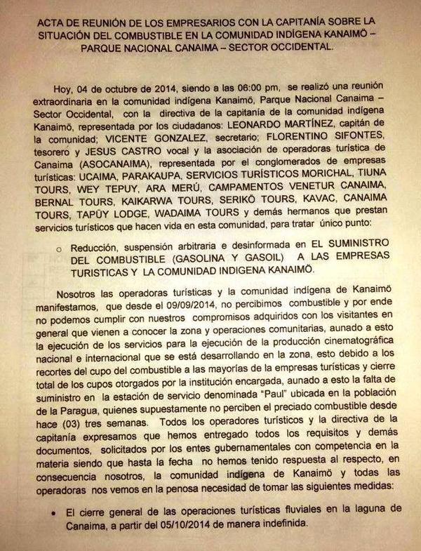 CarlosCanaimaX's tweet photo. Canaima Paraliza Sus Actividades Turísticas, Desde El DOMINGO 05-10-2014. Indefinidamente.

@valendeviaje @arianuchis http://t.co/hICyaShFFC