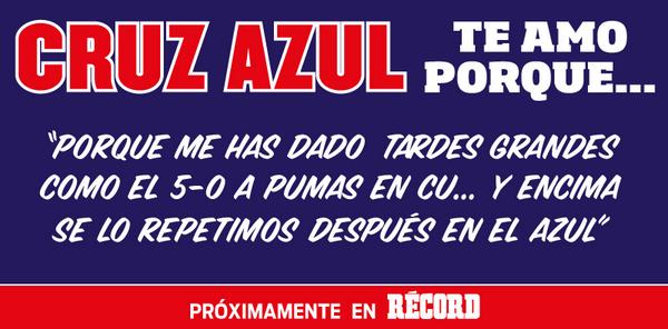 record_mexico's tweet photo. Las razones de los celestes: Cruz Azul, te amo porque...
Espera la sorpresa de RÉCORD http://t.co/QIDfvlU7YR