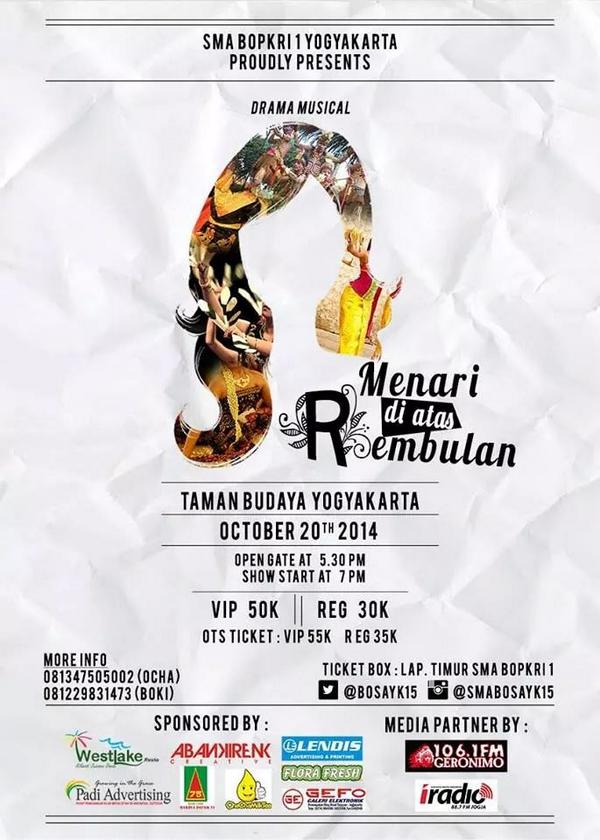 #Jogja <a href="/OsisBosa/">SMA BOPKRI 1 Yk</a> SMA BOPKRI 1 Yk proudly present "Menari di Atas Rembulan" | Mon, 20 Oct '14 | 17:30-end | more info👉
