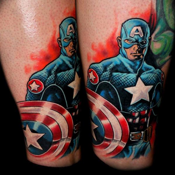 Forearm Captain America Shield Tattoo Designs