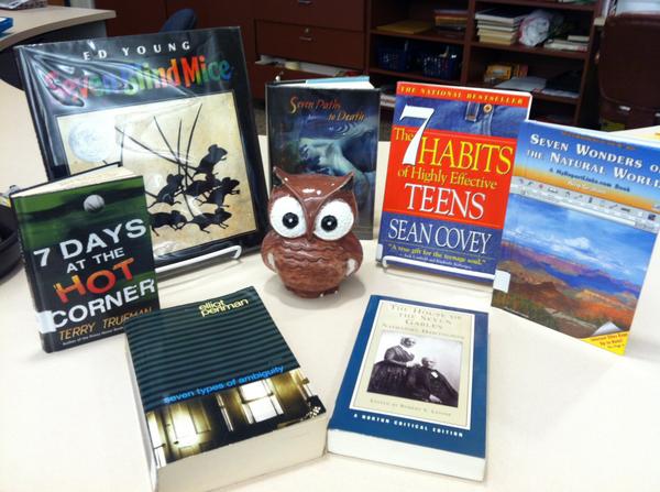JCBLibrary1's tweet image. Whooooo knew we had so many &quot;7&quot; books?  #libraryowl #luckynumber7