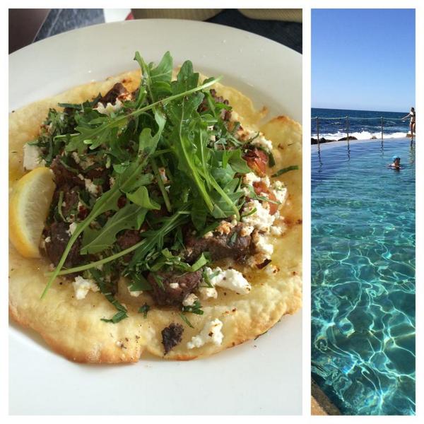 andywdick's tweet photo. A swim &amp; a slow-cooked lamb manoush at Atlas Kiosk in Bondi make the perfect weekend kick-off! @VisaAU #eatsnaplove http://t.co/DyZEfCszWX