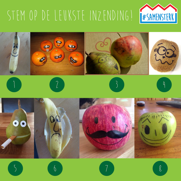 SamenSterkNL's tweet photo. Laat ons weten welke foto van versierd fruit jij het leukst vindt :) #stem #samensterk http://t.co/7KEcLQwBEY
