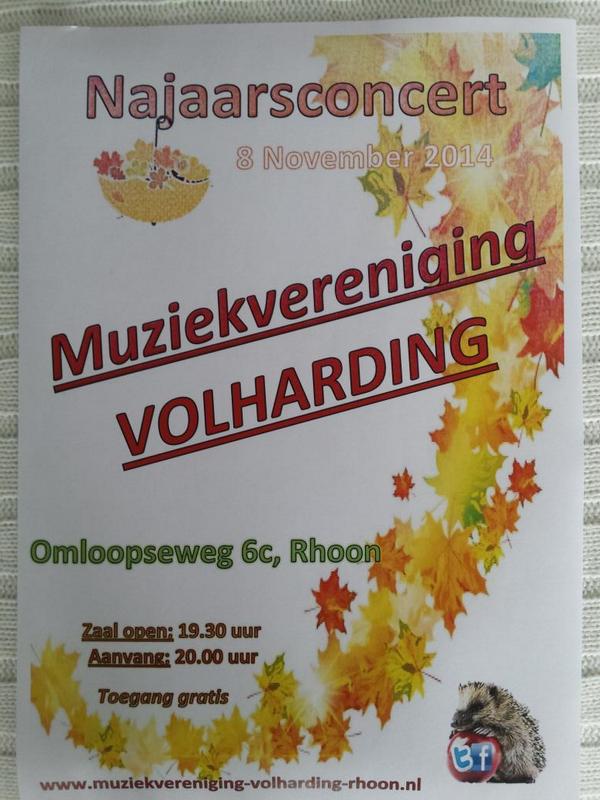 Najaarsconcert VOLHARDING op 8 november a.s. U komt toch ook ??