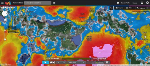 RetenChiriqui's tweet image. .@crpbaru67: 6/10/2014-9:03am Imagen Satelital Infrarroja  #Panamá #WunderMap @SOS_Chiriqui @RetenChiriqui @BCBRP