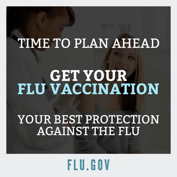 Remind friends &amp; family to get their #flu #vaccine. Flu season can start as early as October! 1.usa.gov/SUt6yZ