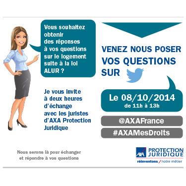 AXAFrance's tweet photo. Logement : vous avez des questions sur la loi #ALUR ? Nos juristes vous répondent le 08/10 de 11h à 13h #AXAMesDroits http://t.co/dr7RYuL2Xv