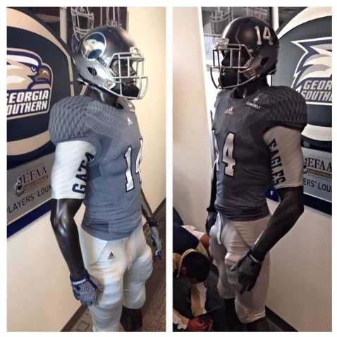 GAFollowers's tweet photo. Georgia Southern announced new football uniforms for homecoming. (PICS) 
http://t.co/EoGbtWfd44 http://t.co/sm7lYB6LNH
