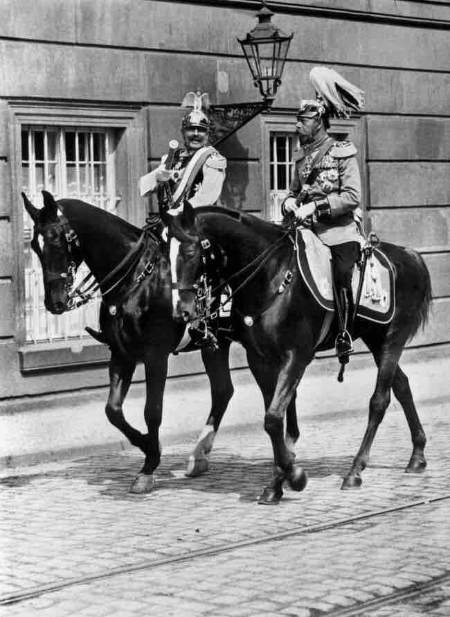 Amazing Historical Photo of George V  with Wilhelm II in 1913 