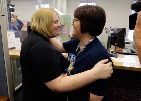 HoosiersUnite's tweet photo. HISTORIC: Love is the law &amp; same-sex couples are now marrying in #Indiana! #lgbt #IN4M http://t.co/350z1f25Xi