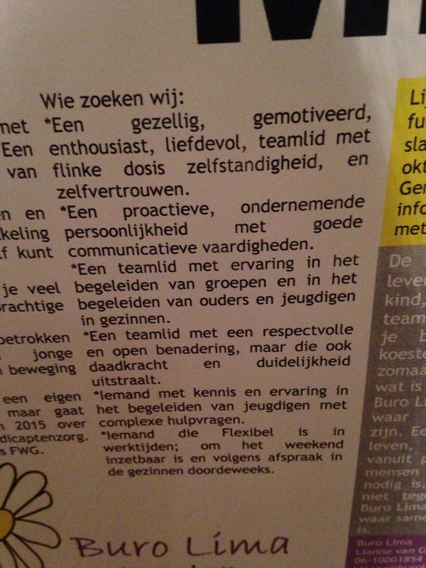 Wil jij #dichterbij komen?
Ben jij op zoek naar een leuke #baan <a href="/BuroLima/">Buro Lima</a>   Check de website!