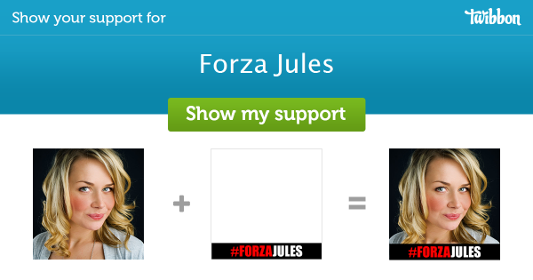 FakeJulesB's tweet photo. Please help support Forza Jules, add a #Twibbon now! http://t.co/XXkGFWcnVM http://t.co/NOaSVhOuRH