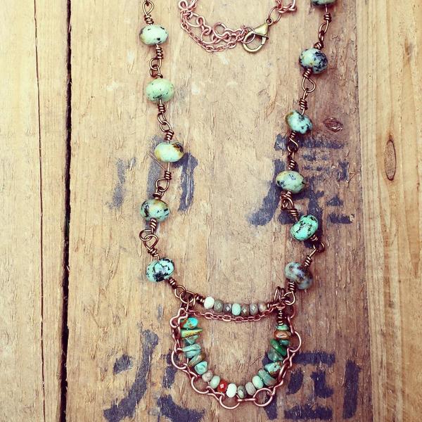 NEW in my #Etsy shopsilverlinings.etsy.com 
Triple #Turquoise #Necklace #africanturquoise #handmade #silverliningsjewelry