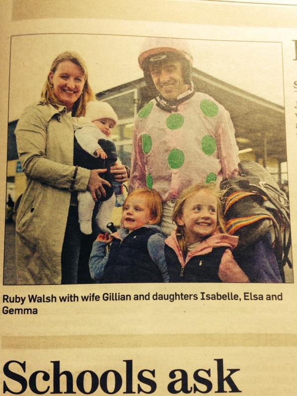 DiamondliteIre's tweet photo. ���🍀 “@Tamso: @Ruby_Walsh @DiamondliteIre congrats on a winning comeback... Lovely family pic in @Independent_ie  http://t.co/TDMYLXDbJj”