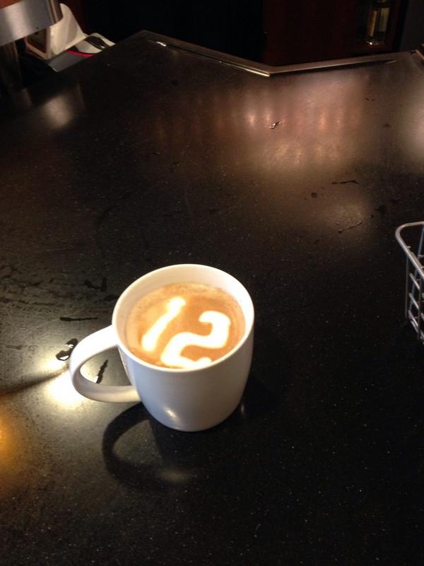 ShannonMDonohue's tweet photo. #sodo8 loves our Seahawks! Loving the latte art http://t.co/uGajg1lsNm