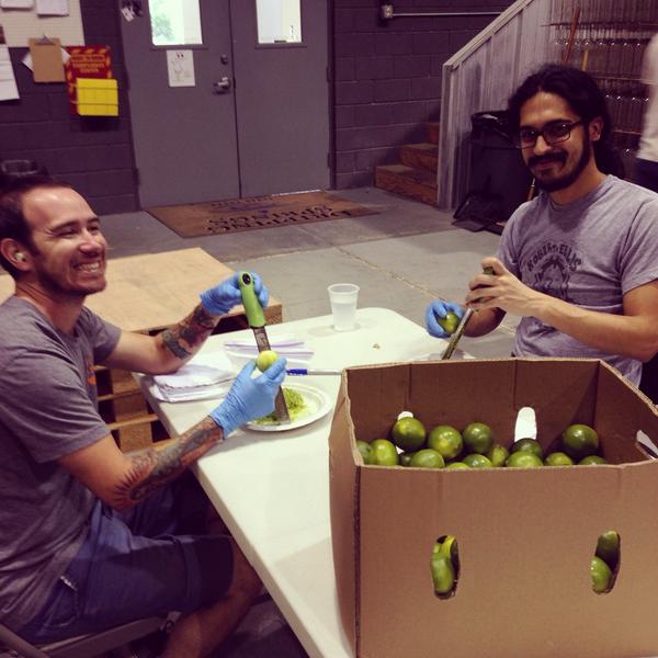 dspringsgin's tweet photo. Greg & Jonathan hard at work zesting limes for @dspringsgin! #gin #texasgin http://t.co/YVRLe4eltk